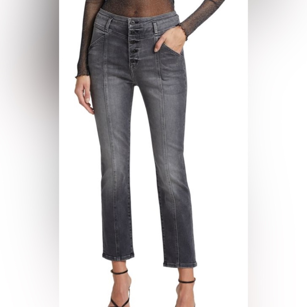 JONATHAN SIMKHAI STANDARD Marley Darted Button-Fly Ankle Jeans